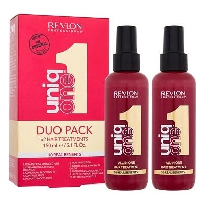 Revlon Uniq One All In One Hair Treatment Duo Pack bezoplachová regenerační péče ve spreji pro ženy bezoplachová péče na vlasy Uniq One Hair Treatment 2x 150 ml