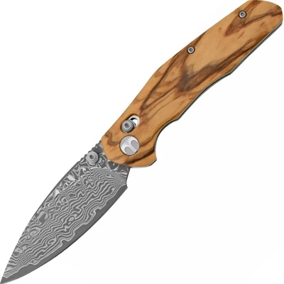 Bestech Ronan Damascus Acid-etched Olivewood Natural BMK02M