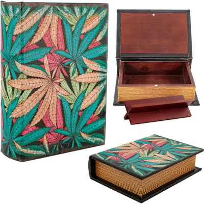 Stash Book drevená krabička Canna Leaves