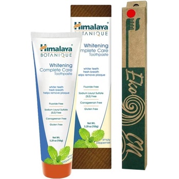 Himalaya х Еко Си Комплект - Избелваща паста за зъби, 150 g + Четка за зъби, асортимент