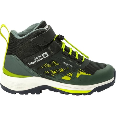 Jack Wolfskin detská treková obuv VILI HIKER TEXAPORE MID K zelená čierna biela