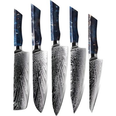 HARAHU Комплект кухненски ножове дамаск se-37606 - Син kp37606 (se-37606)