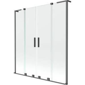 Mexen Velar L Duo параван за вана с 2 крила, плъзгащ се, 140 x 150 см, прозрачен, цвят пистолетен метал - 896-140-003-02-95 (896-140-003-02-95)