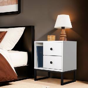 ASG Нощно шкафче Glimmer White Black (8684283112265)