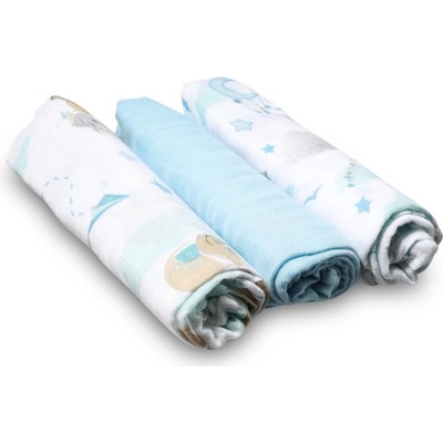 BabyOno bambusové Blue 70x70 cm 3 ks