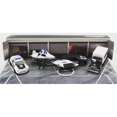 Majorette Chevrolet Set Assortment 5 Cars Police Force Pieces Bílá Černá 1:64