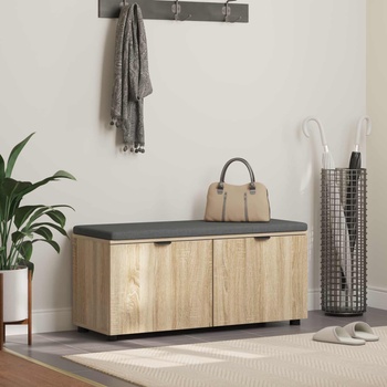 vidaXL Пейка за коридор с възглавница Сонома дъб 100 x 38 x 46 см (891490)