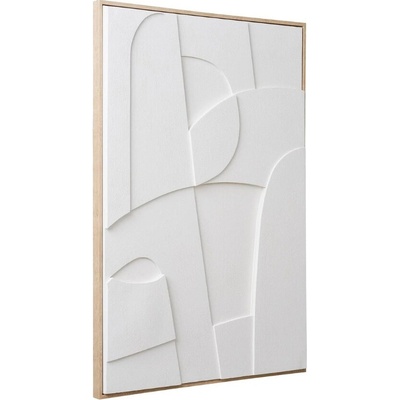 Nordic Living Bílý abstraktní obraz Madeline 90 x 60 cm