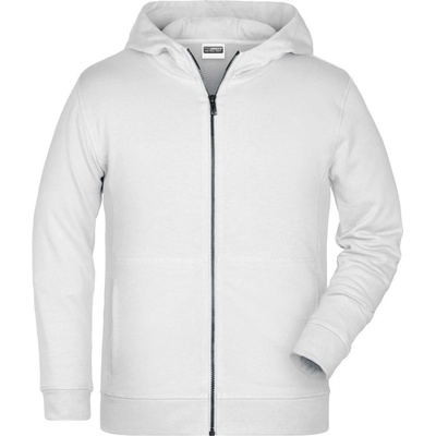 James & Nicholson dětská mikina s kapucí na zip Zip Hoody JN8026K bílá