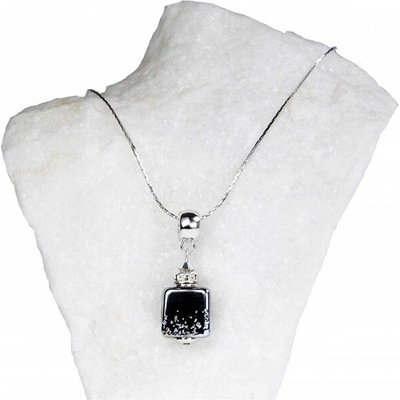 Lampglas Unikátny dámsky náhrdelník Dark Lady s perlou NSA11