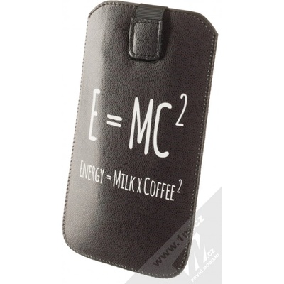 Pouzdro GreenGo Slim Up Text E=MC2 4XL Černé bílé
