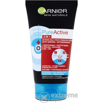 Garnier Pure Active čistiaca starostlivosť proti čiernym bodkám s aktívnym uhlím 3 v 1 pre mastnú a problematickú pleť 150 ml