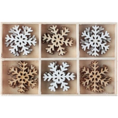 Santex VÁNOČNÍ KONFETY sněhové vločky dřevěné 3x3cm – Zbozi.Blesk.cz