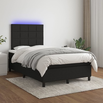vidaXL Боксспринг легло с матрак и LED, черно, 120x200 см, плат (3134863)