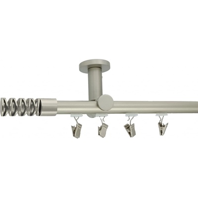 KovovégarnýžeCZ Stropní garnýž Jewel broadway 19 mm matný nikl Jednořadá, jezdec s háčkem, 160 cm