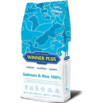 WINNER PLUS Super Premium Salmon & Rice - пълноценна храна за пораснали кучета от всички породи, подходяща за чувствителни или алергични кучета, Германия - 18 кг