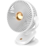 EUROLAMP Презареждаем настолен вентилатор с щипка, 5 W/5 V, 1200 mAh, бял (EU0697)