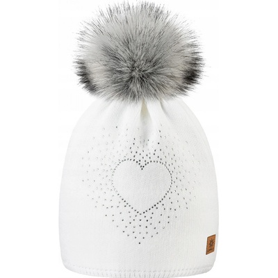 Fashionweek dámská čepice s bambulí flísová podšívka Wool Heart Bílá