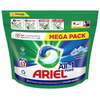 Ariel Течни капсули за пране, Ariel, All-in-1 PODS, Mountain Spring, 63 пранета (8001090727534) (8001090727534)