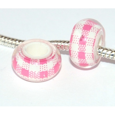 Fashion Jewerly Korálek na náramek Růžová slečna Kostkované podkolenky Cute Girl 2641