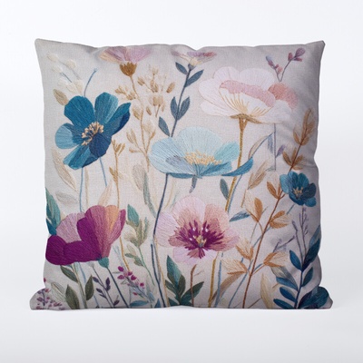 Takoy nepremokavý polyester vyšívané lúčne kvety-HT-00336 45 x 45 cm