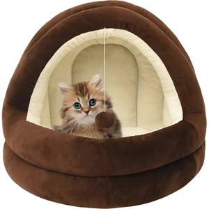 vidaXL Котешко легло 50x50x45 см кафяво и кремаво (171400)