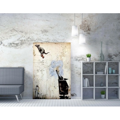 ASIR Obraz na plátně (70 x 100) Banksy Street Art – Krysa s šampaňským