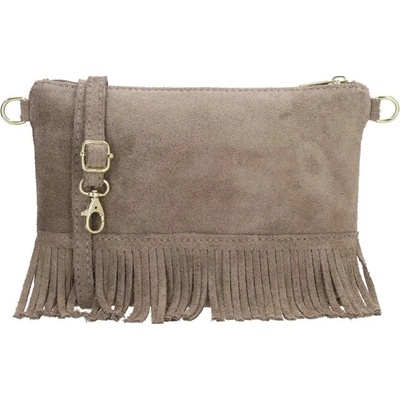 Svetlohnedá strapcová kožená crossbody kabelka "Carrie"