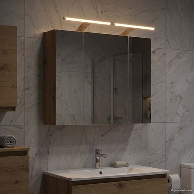 vidaXL Шкаф с огледало за баня Дъб Артизан 60 x 14, 5 x 50 см (889086)