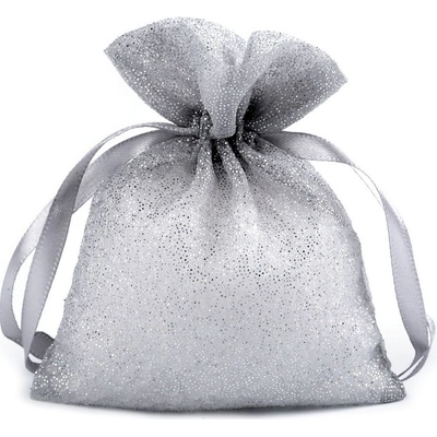 Prima-obchod Dárkový pytlík třpytivý 10x13 cm organza, barva 2 stříbrná