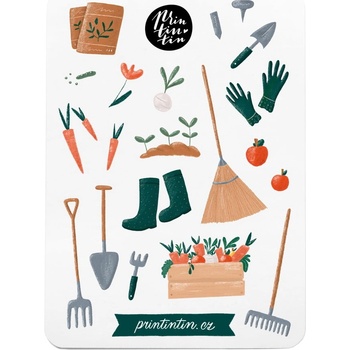 Printintin Лист с винилови стикери с мотив "Градинар", 10, 5 cm x 14, 5 cm - Printintin (Arch samolepek Zahradnice (zelenina))
