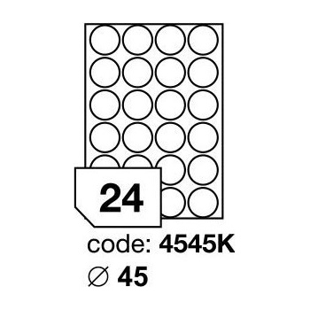 CDRmarket Самозалепващи етикети кръгъл 45 mm, 24 етикети A4, 100 листа (R0100.4545A)