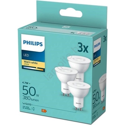 Philips К-кт 3бр. LED крушки Philips GU10/4, 7W/230V 2700K (P4972)