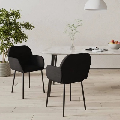 vidaXL Трапезни столове, 2 бр, черни, кадифе (344707)