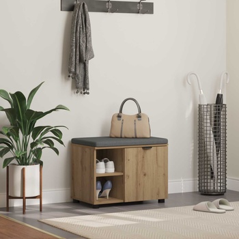 vidaXL Пейка за коридор с възглавница Едноцветен Дъб 60 x 38 x 46 см (891503)