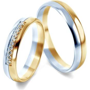 Image 1 of SAVICKI Сватбени халки: двуцветно злато, полукръгъл профил. 4 мм