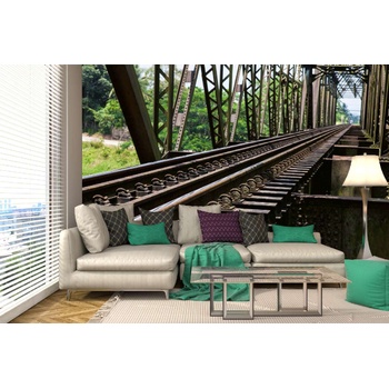 DIMEX ART s. r. o Самозалепваща се флизелинова фототапета метален железопътен мост 375 x 250 см