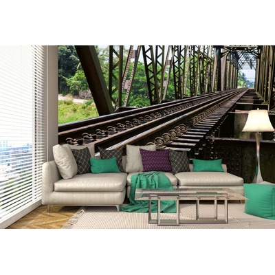 DIMEX ART Самозалепваща се флизелинова фототапета метален железопътен мост 375 x 250 см