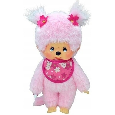 Monchhichi 242894 Mončiči Dievča ružové s ružovým podbradníkom 20 cm