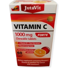 Jutavit Vitamín C 1000 mg Forte + vitamín D3 + extrakt ze šípků pomerančová příchuť 60 žvýkacích tablet