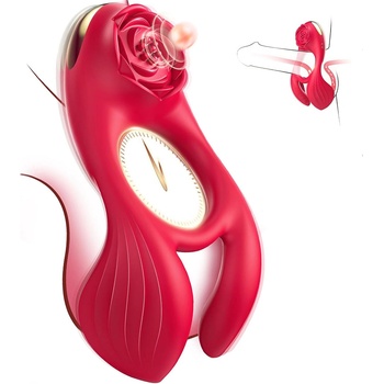 SuperLove Perfect Clitoris & Balls Vibrating Ring Red