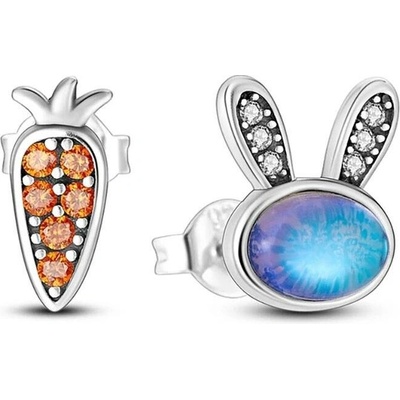 GRACE Silver Jewellery Stříbrné náušnice Mrkev a Králík stříbro 925/1000 E-KTE025/424 Stříbrná