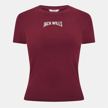 Jack Wills Бебешка тениска Jack Wills Women's Graphic Baby Slim Fit T-Shirt - Wine