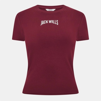 Jack Wills Бебешка тениска Jack Wills Women's Graphic Baby Slim Fit T-Shirt - Wine