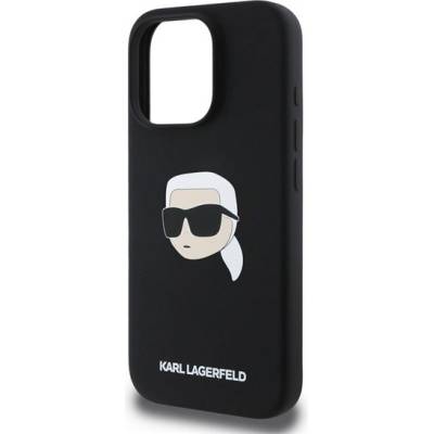 CG Mobile iPhone 16 Pro Max KARL LAGERFELD ТЕЧЕН СИЛИКОН KARL HEAD MAGSAFE Силиконов протектор за телефон, удароустойчив, MagSafe, ЧЕРЕН KLHMP16XSKHPPLK (KLHMP16XSKHPPLK)