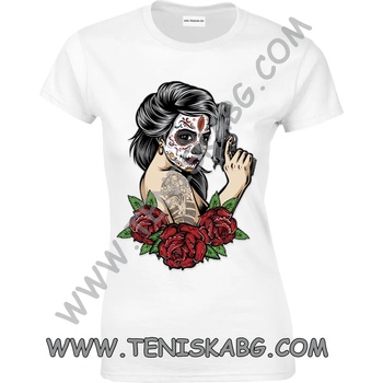Image 1 of Fruit of the Loom Тениска - Жена с пистолет и рози