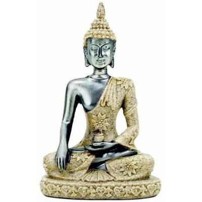 Nefertitis Buddha dotýkající se země v květinovém hávu thajská soška NF6563 - výška cca 10 cm