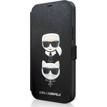 Apple Кейс тип тефтер KARL LAGERFELD за iPhone 12 /12 Pro 6.1 Saffiano Karl & Choupette, черен