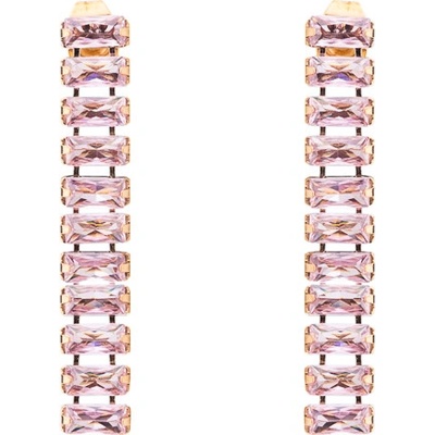 Franco Bene Podlouhlé pozlacené Crystal náušnice růžové 1412