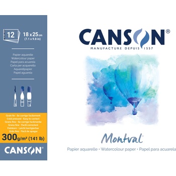 Canson Pad Montval Cold Pressed Скицник 12 25 x 18 cm 300 g Natural White (C200807317)